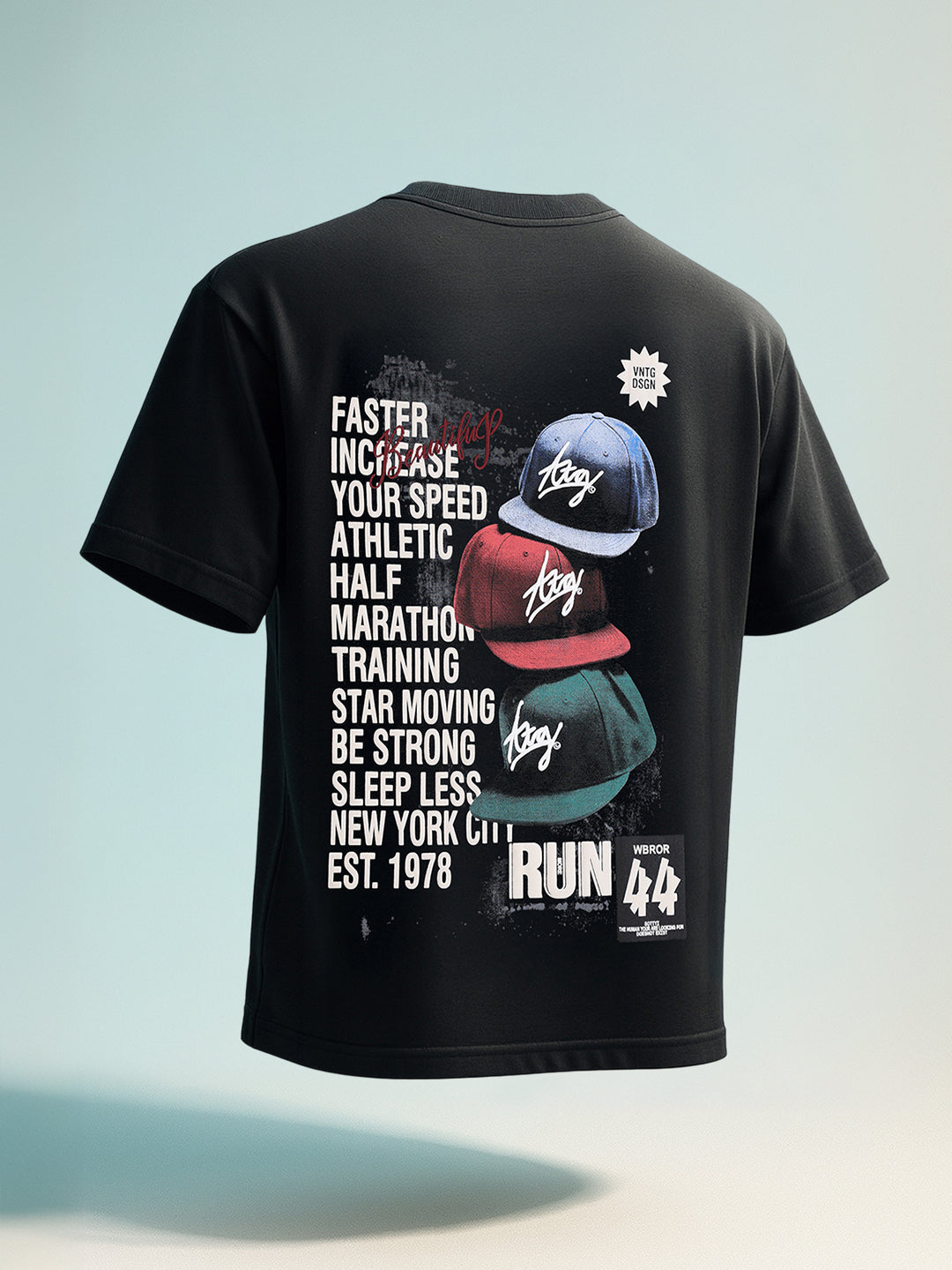 Men's Black Relaxed Fit Embroided 240 GSM Street Wear T-Shirt