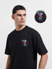 Men's Black Relaxed Fit Embroided 240 GSM Street Wear T-Shirt