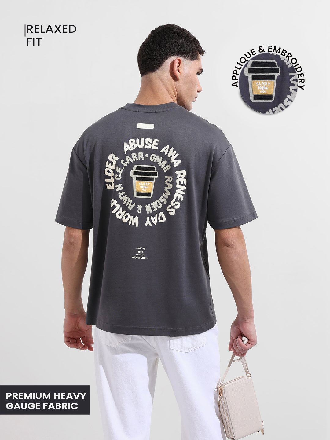 Men's Grey Relaxed Fit Printed Street Wear T-Shirt