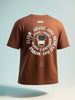Men's Brown Relaxed Fit Printed 240 GSM Street Wear T-Shirt