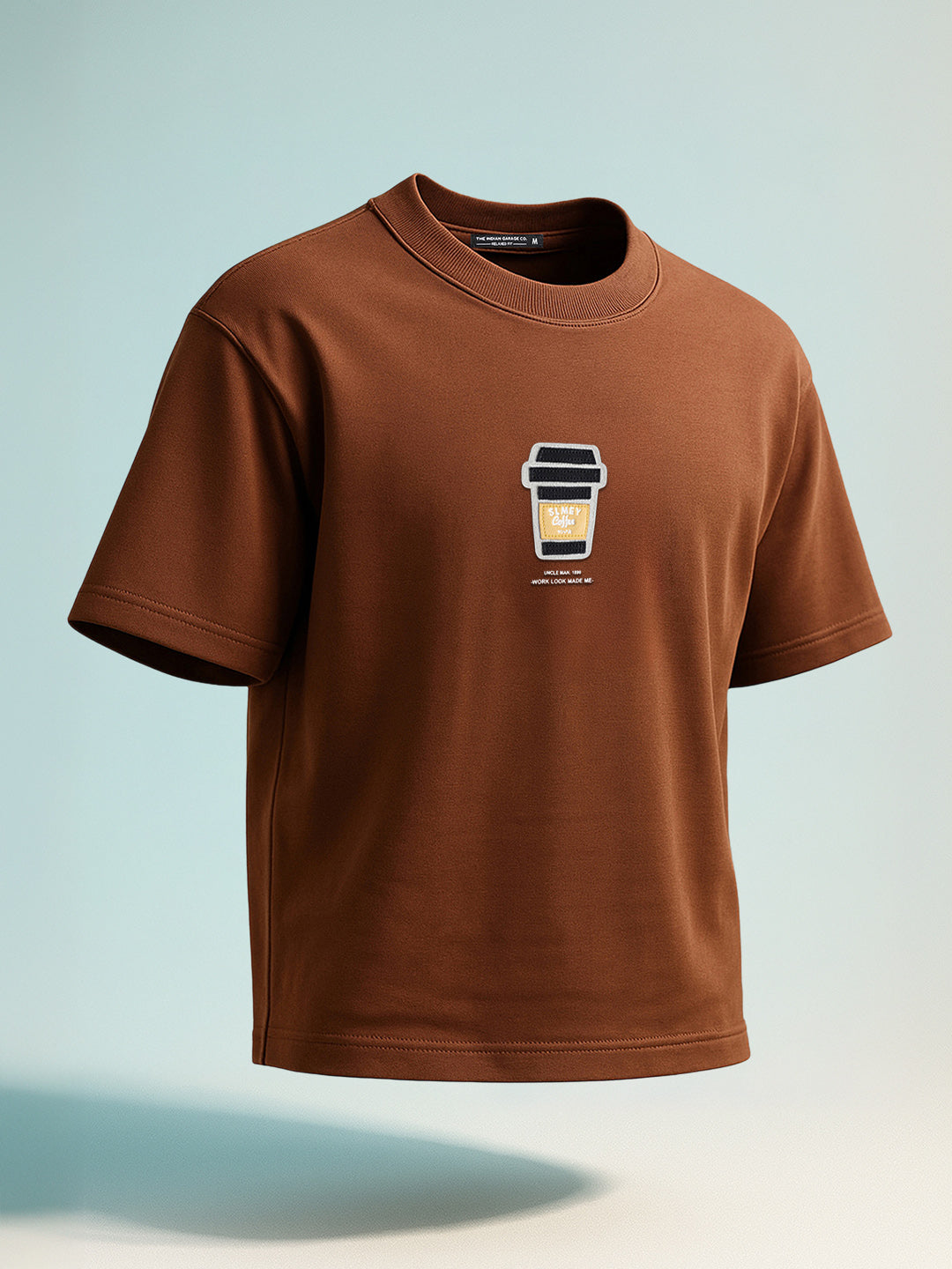 Men's Brown Relaxed Fit Printed 240 GSM Street Wear T-Shirt