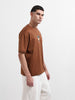Men's Brown Relaxed Fit Printed Street Wear T-Shirt