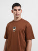 Men's Brown Relaxed Fit Printed Street Wear T-Shirt