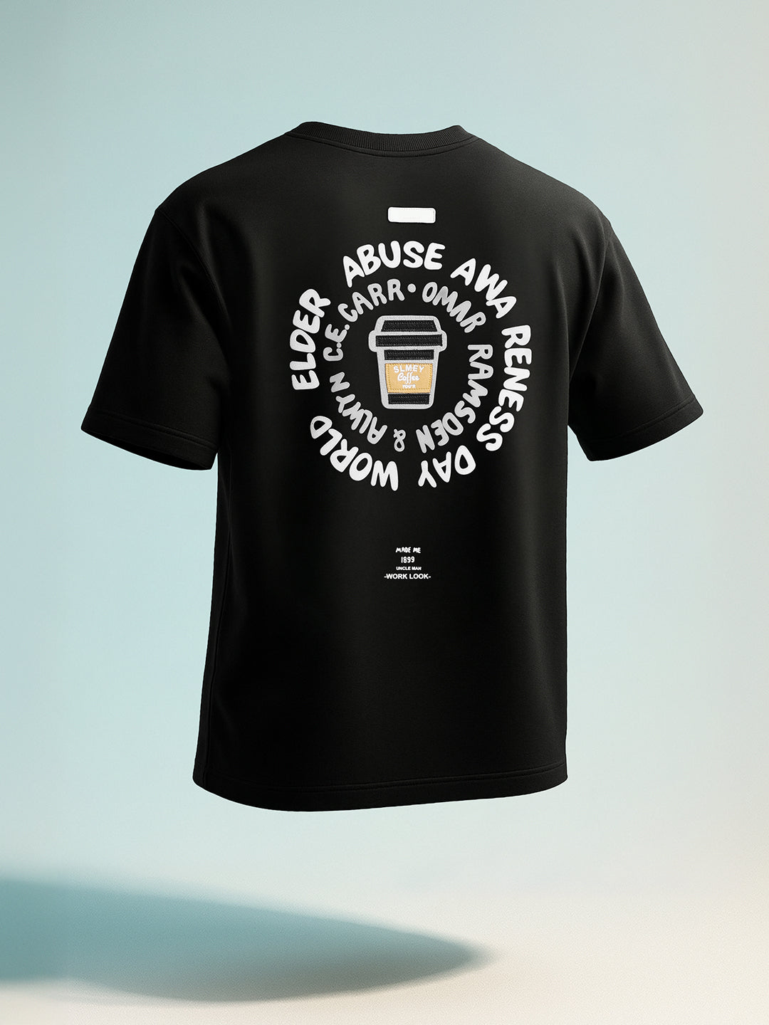 Men's Black Relaxed Fit Printed 240 GSM Street Wear T-Shirt