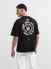 Men's Black Relaxed Fit Printed Street Wear T-Shirt