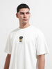 Men's White Relaxed Fit Printed Street Wear T-Shirt