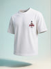 Men's White Relaxed Fit Embroided 240 GSM Street Wear T-Shirt