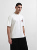 Men's White Relaxed Fit Embroided 240 GSM Street Wear T-Shirt