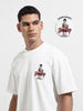 Men's White Relaxed Fit Embroided 240 GSM Street Wear T-Shirt