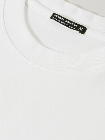 Men's White Relaxed Fit Embroided 240 GSM Street Wear T-Shirt