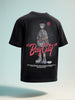 Men's Black Relaxed Fit Embroided 240 GSM Street Wear T-Shirt