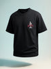 Men's Black Relaxed Fit Embroided 240 GSM Street Wear T-Shirt