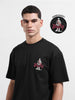 Men's Black Relaxed Fit Embroided 240 GSM Street Wear T-Shirt