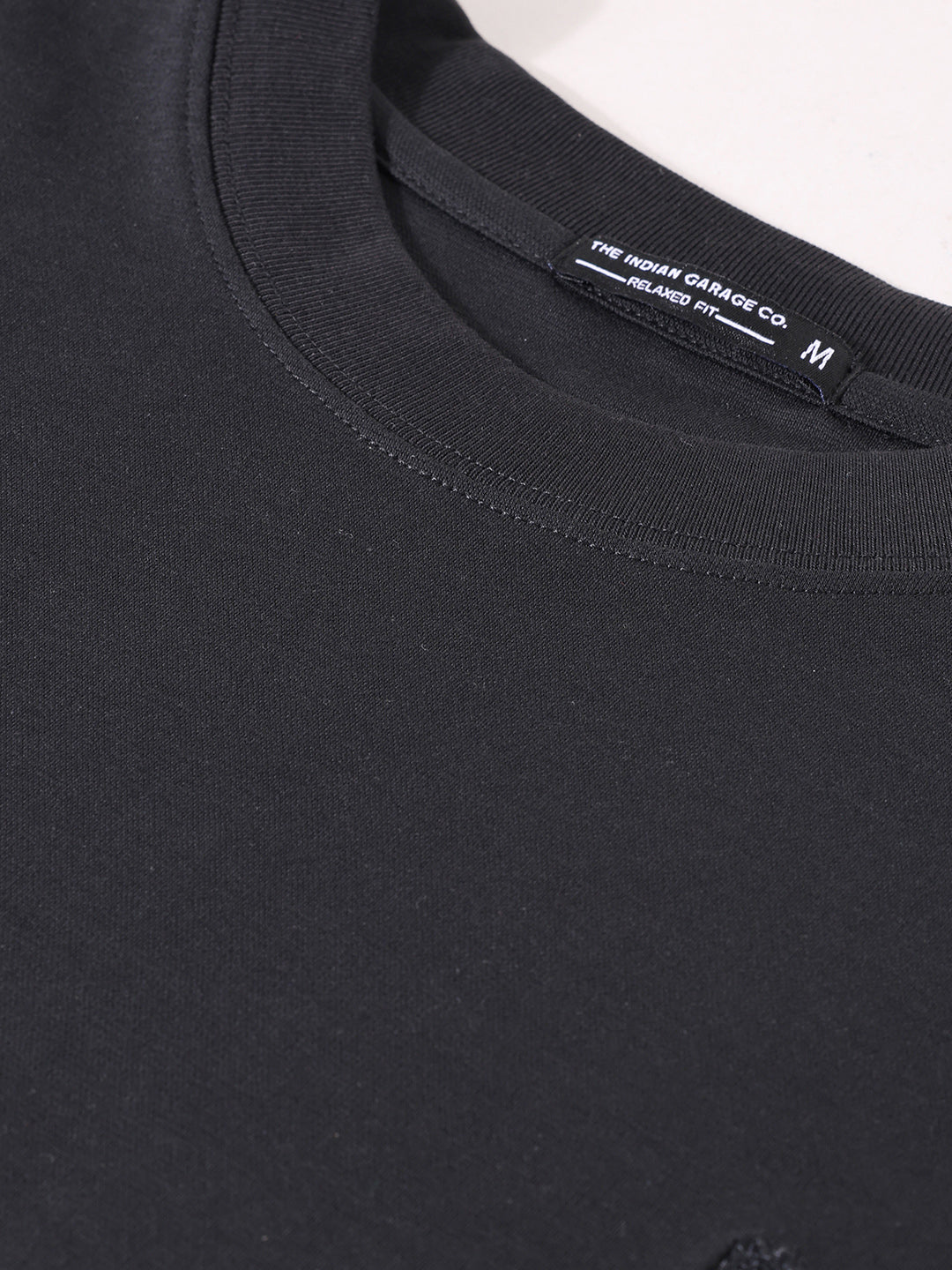 Men's Black Relaxed Fit Embroided Street Wear T-Shirt