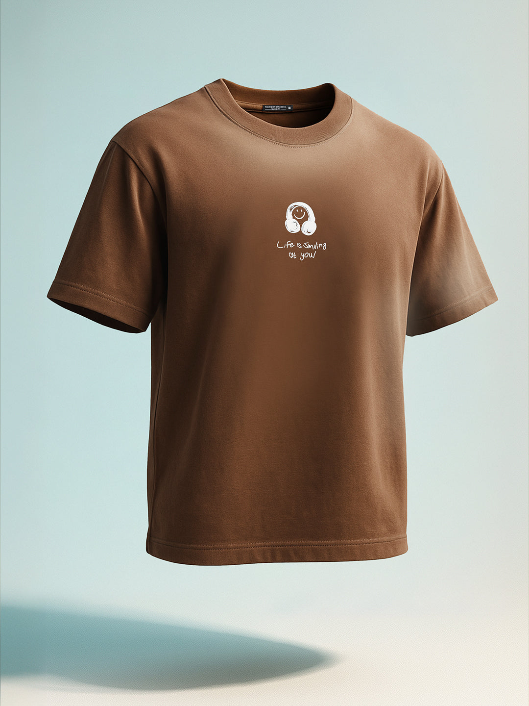 Men's Brown Relaxed Fit Graphic Printed 240 GSM Street Wear T-Shirt