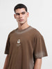 Men's Brown Relaxed Fit Graphic Street Wear T-Shirt