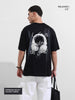 Men's Black Relaxed Fit Graphic Printed 240 GSM Street Wear T-Shirt