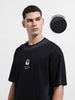 Men's Black Relaxed Fit Graphic Printed 240 GSM Street Wear T-Shirt