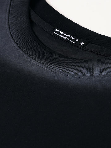 Men's Black Relaxed Fit Graphic Street Wear T-Shirt