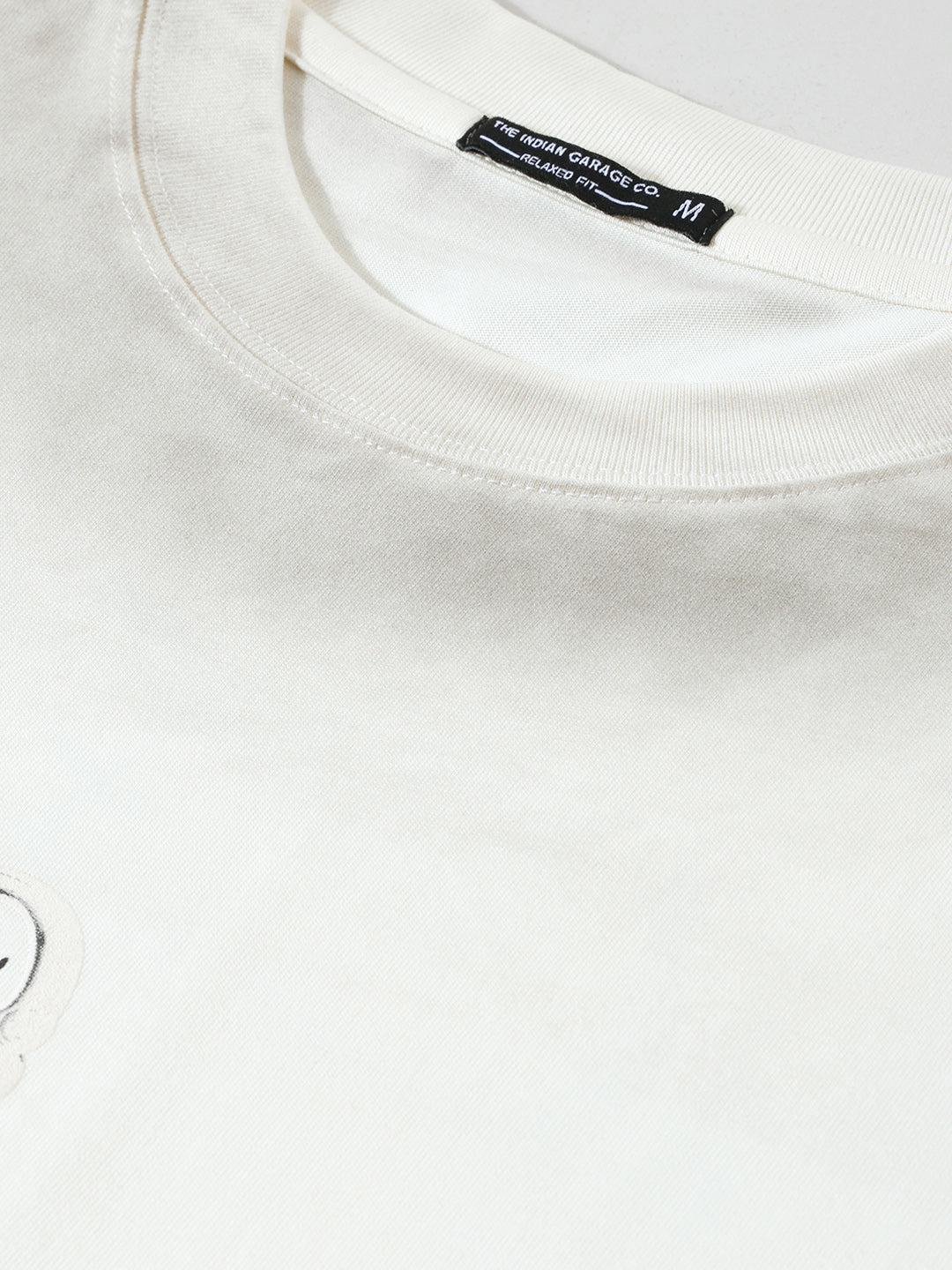 Men's Cream Relaxed Fit Graphic Street Wear T-Shirt
