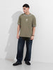 Men's Green Relaxed Fit Graphic Street Wear T-Shirt