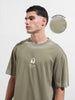 Men's Green Relaxed Fit Graphic Printed 240 GSM Street Wear T-Shirt