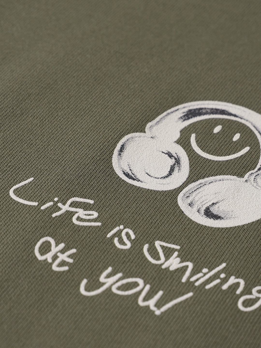 Men's Green Relaxed Fit Graphic Street Wear T-Shirt