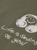 Men's Green Relaxed Fit Graphic Street Wear T-Shirt