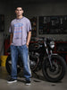 Men's Purple Relaxed Fit Graphic Printed 240 GSM Street Wear T-Shirt