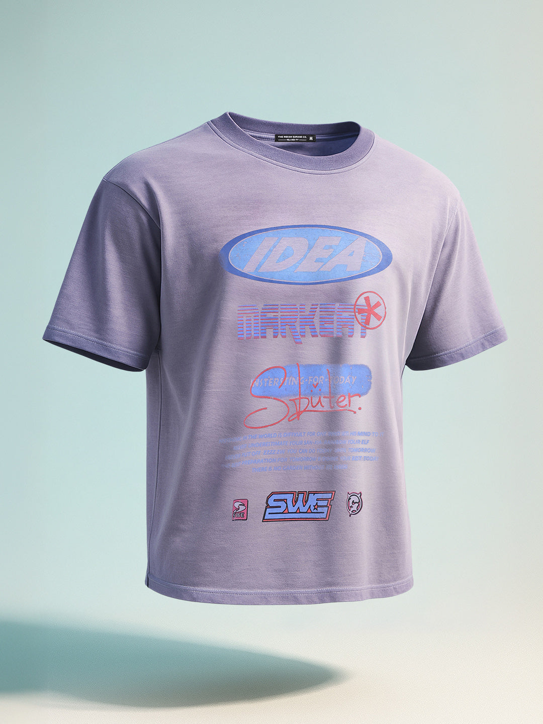 Men's Purple Relaxed Fit Graphic Printed 240 GSM Street Wear T-Shirt