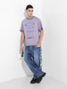 Men's Purple Relaxed Fit Graphic Street Wear T-Shirt