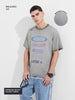 Men's Grey Relaxed Fit Graphic Printed 240 GSM Street Wear T-Shirt