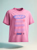 Men's Pink Relaxed Fit Graphic Printed 240 GSM Street Wear T-Shirt
