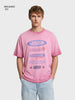Men's Pink Relaxed Fit Graphic Printed 240 GSM Street Wear T-Shirt