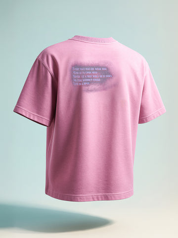 Men's Pink Relaxed Fit Graphic Printed 240 GSM Street Wear T-Shirt