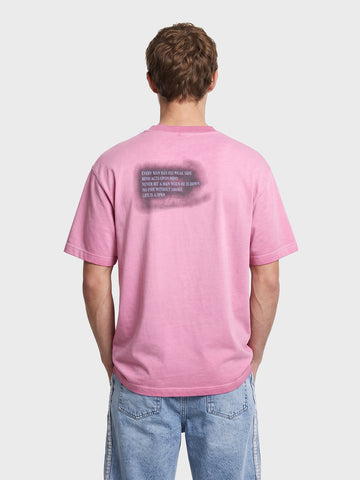 Men's Pink Relaxed Fit Graphic Printed 240 GSM Street Wear T-Shirt