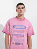 Men's Pink Relaxed Fit Graphic Printed 240 GSM Street Wear T-Shirt