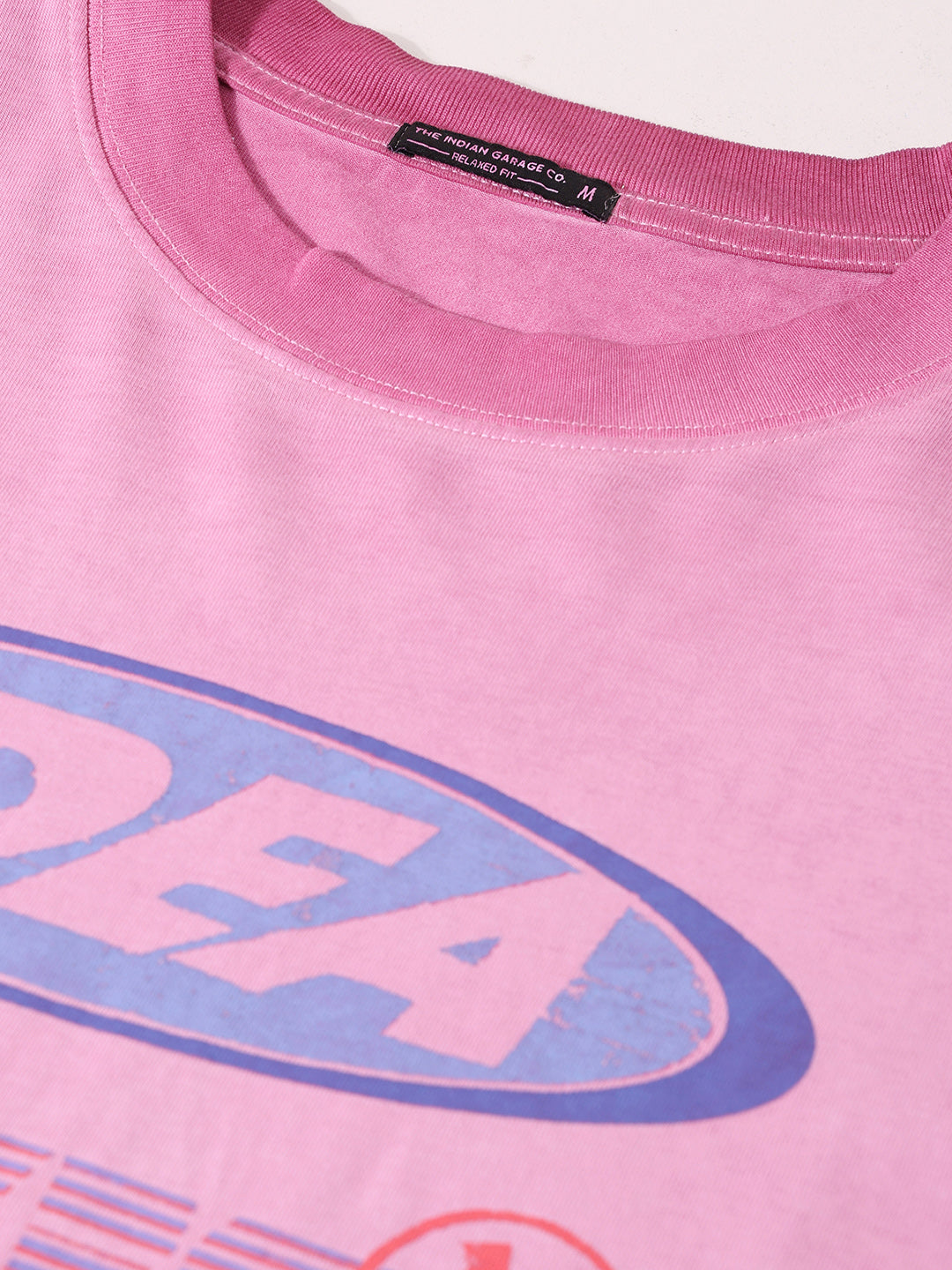 Men's Pink Relaxed Fit Graphic Street Wear T-Shirt
