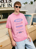 Men's Pink Relaxed Fit Graphic Printed 240 GSM Street Wear T-Shirt