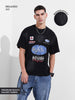 Men's Black Relaxed Fit Graphic Street Wear T-Shirt