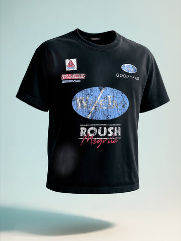 Men's Black Relaxed Fit Graphic Printed 240 GSM Street Wear T-Shirt