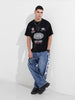 Men's Black Relaxed Fit Graphic Street Wear T-Shirt