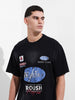 Men's Black Relaxed Fit Graphic Street Wear T-Shirt