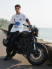 Men's White Relaxed Fit Graphic Printed 240 GSM Street Wear T-Shirt