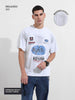 Men's Grey Relaxed Fit Graphic Printed 240 GSM Street Wear T-Shirt
