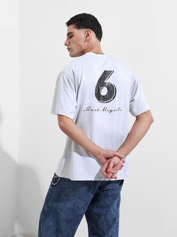 Men's Grey Relaxed Fit Graphic Street Wear T-Shirt