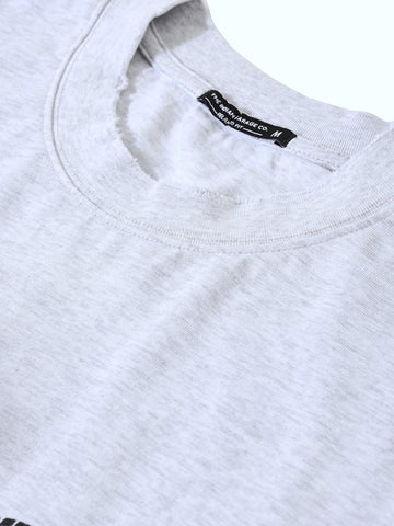Men's Grey Relaxed Fit Graphic Street Wear T-Shirt