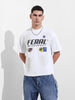 Men's White Relaxed Fit Graphic Street Wear T-Shirt