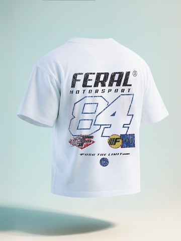 Men's White Relaxed Fit Graphic Printed 240 GSM Street Wear T-Shirt