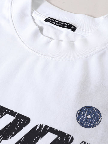 Men's White Relaxed Fit Graphic Street Wear T-Shirt